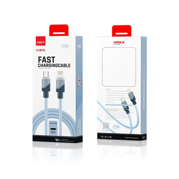 کابل شارژ و دیتا 27 وات Type-C به Lightning هیسکا مدل LX-881CL