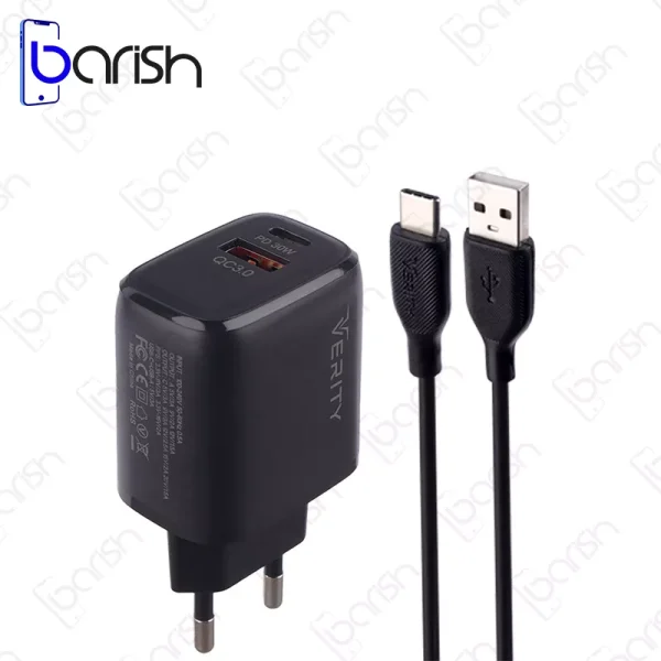 شارژر دیواری وریتی مدل PD+QC3.0 AP2126 33W به همراه کابل Type-C