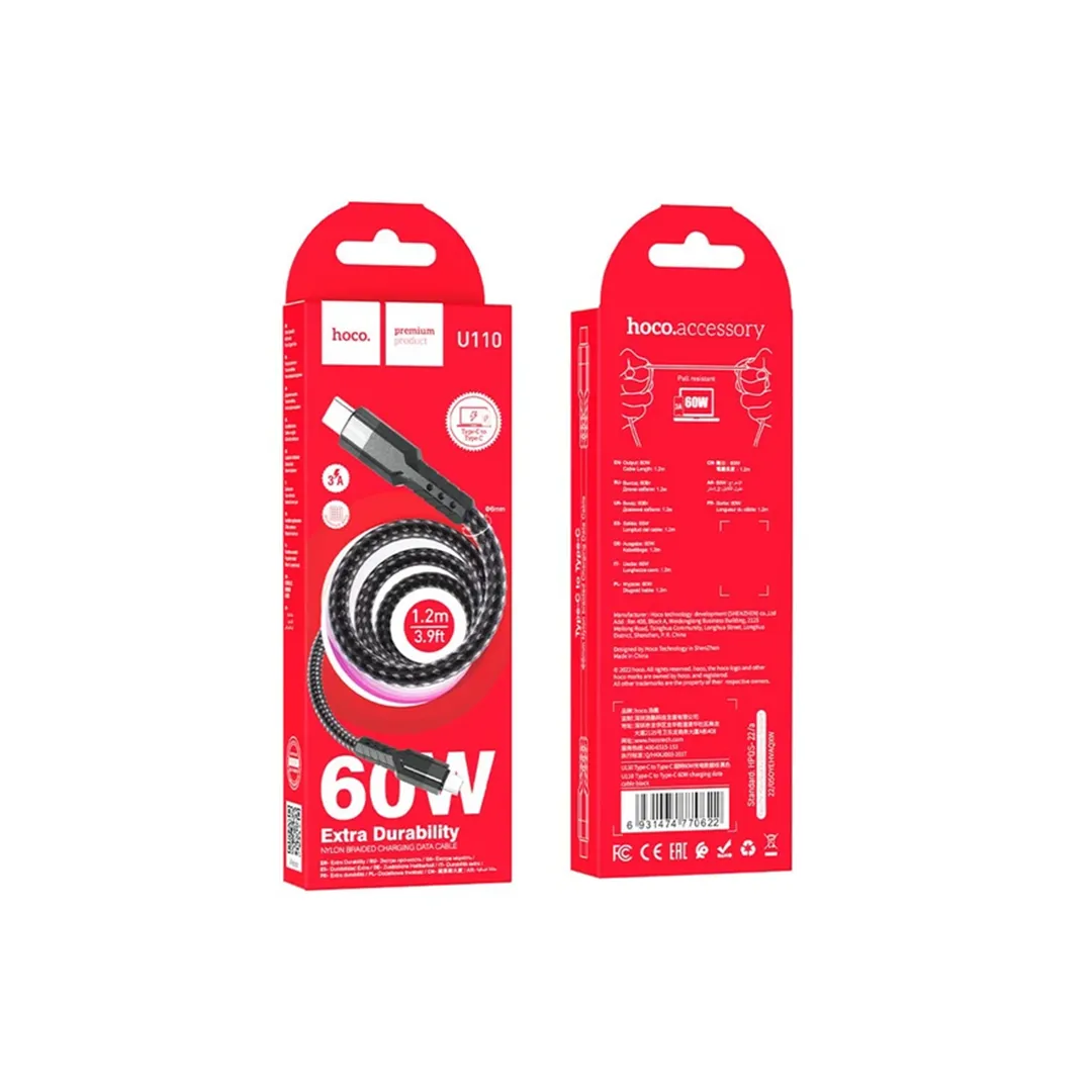 کابل شارژ 60 وات دو سر Type-C هوکو مدل U110