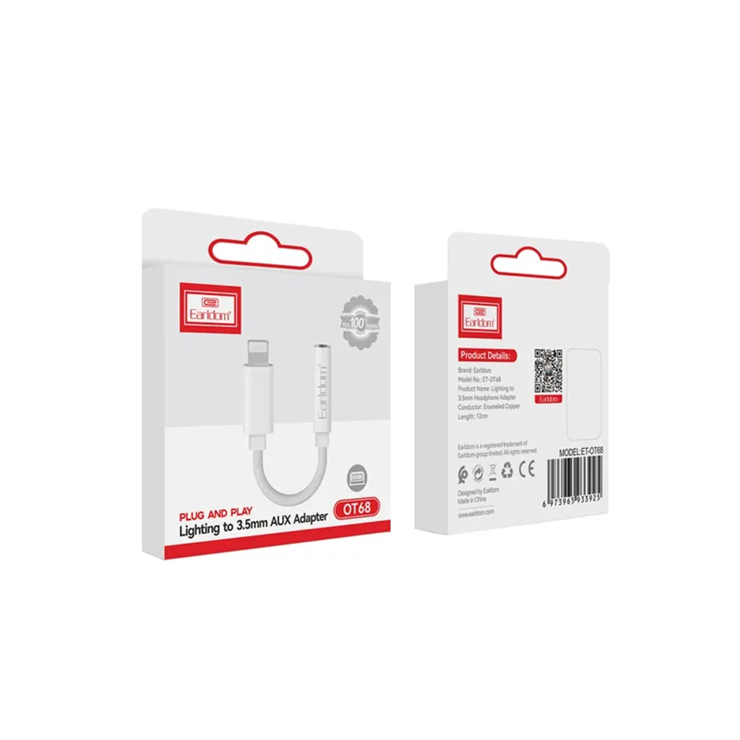 کابل تبدیل لایتنینگ به جک 3.5mm ارلدام مدل OT68