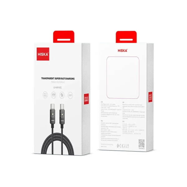 کابل شارژ 60 وات دو سر Type-C هیسکا مدل LX-891CC