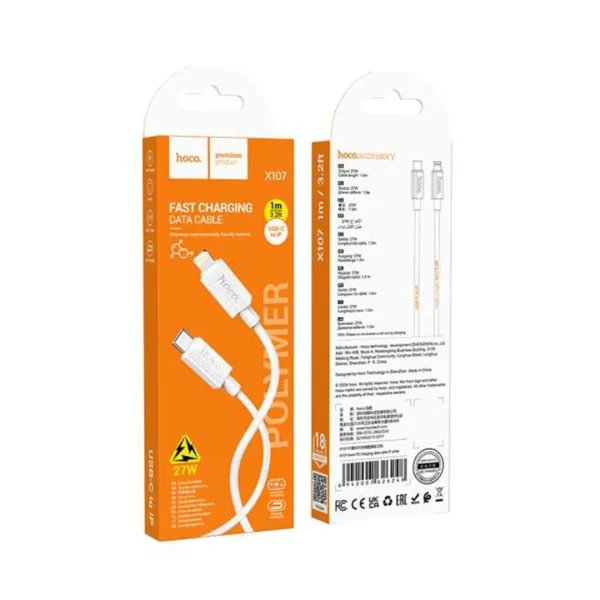 کابل دیتا و شارژ تایپ سی به لایتنینگ هوکو مدل X107