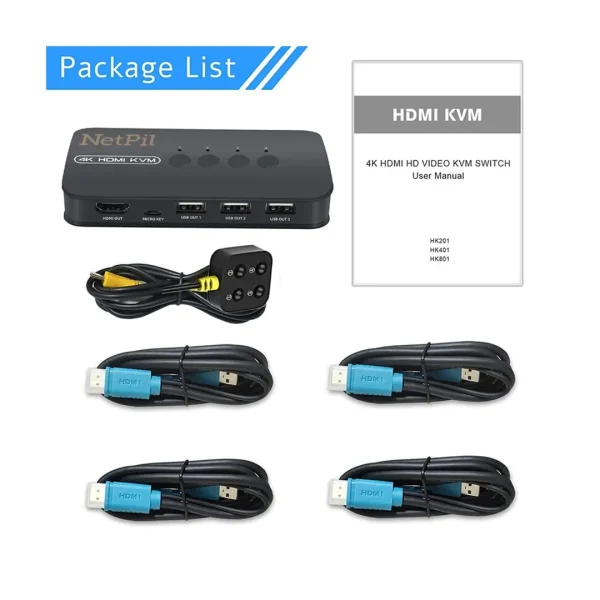 سوییچ KVM چهار پورت HDMI پی نت مدل HK401