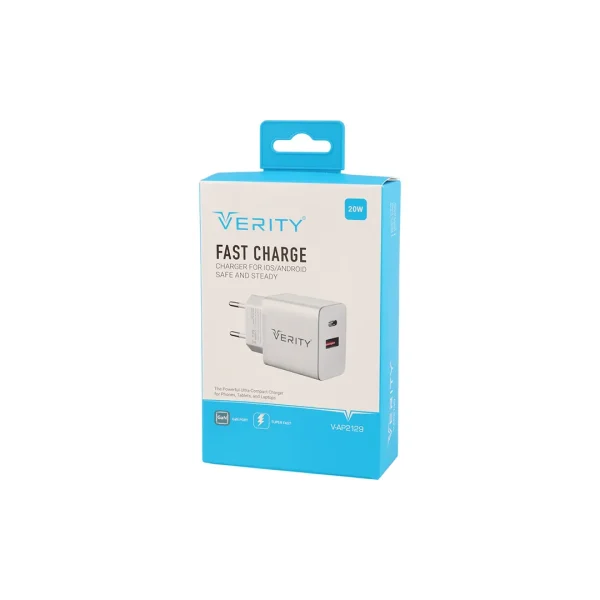 شارژر دیواری وریتی مدل PD+QC3.0 AP2129 20W به همراه کابل Type-C
