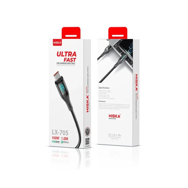کابل دیتا و شارژ Type-C به Lightning هیسکا مدل LX-705