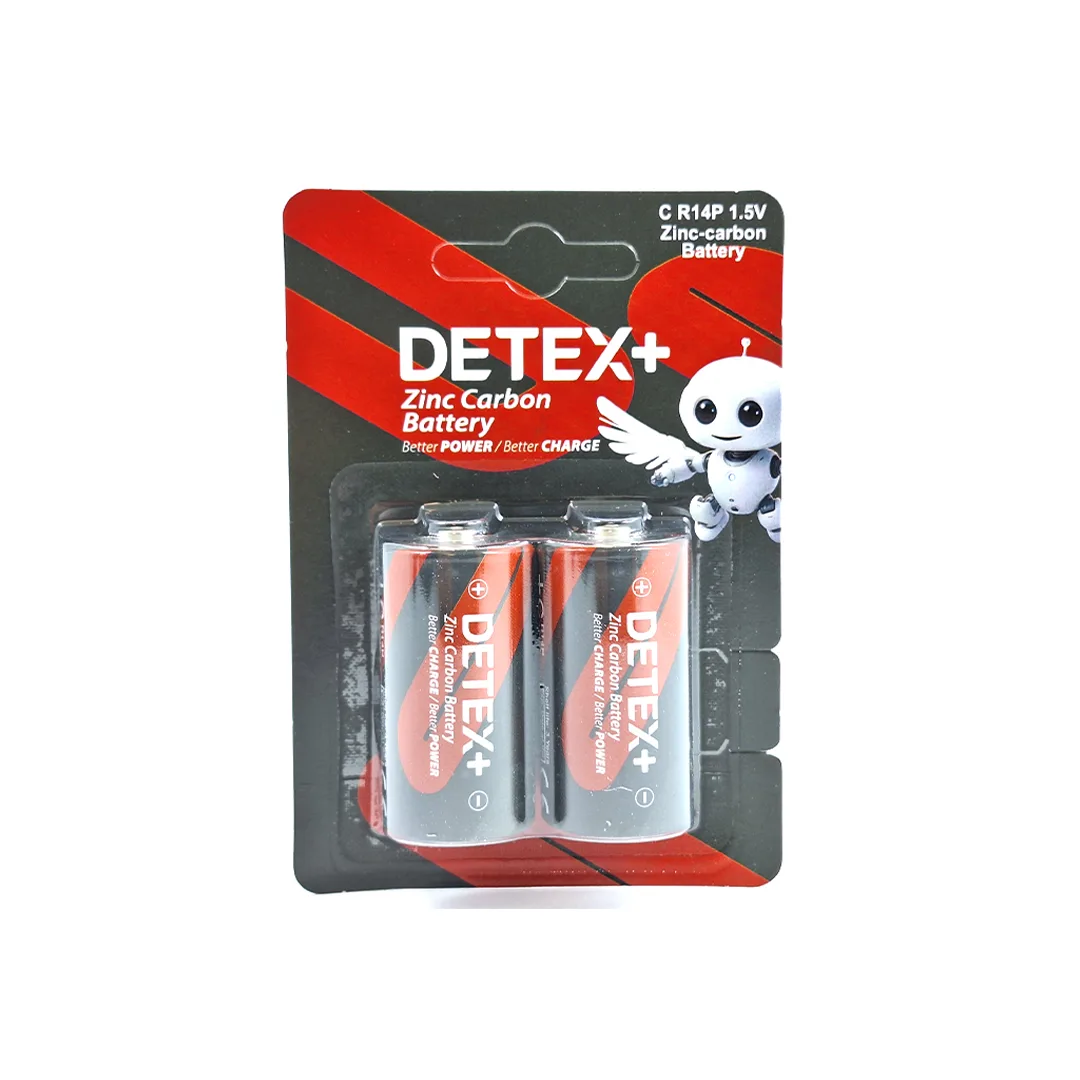 باتری متوسط دتکس پلاس مدل R14P بسته 2 عددی