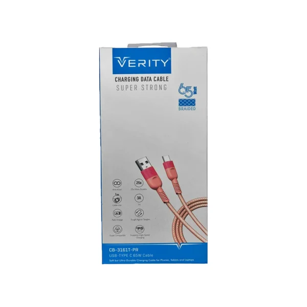 کابل دیتا و شارژ تایپ سی وریتی مدل CB3161T - Image 4