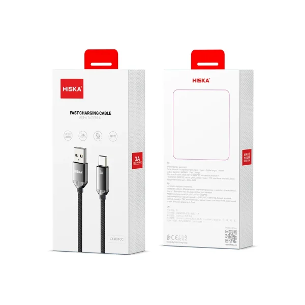 کابل شارژ و دیتا تایپ سی هیسکا مدل LX-801AC