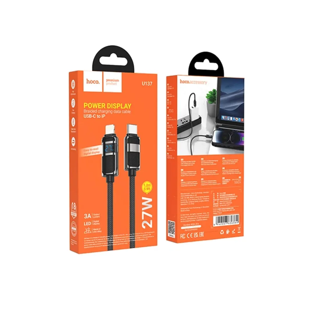 کابل دیتا و شارژ تایپ سی به لایتنینگ هوکو مدل U137