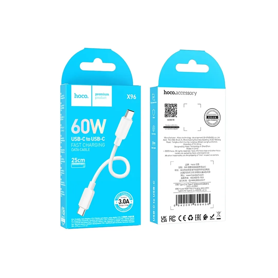 کابل دیتا و شارژ 60 وات دو سر تایپ سی هوکو مدل X96