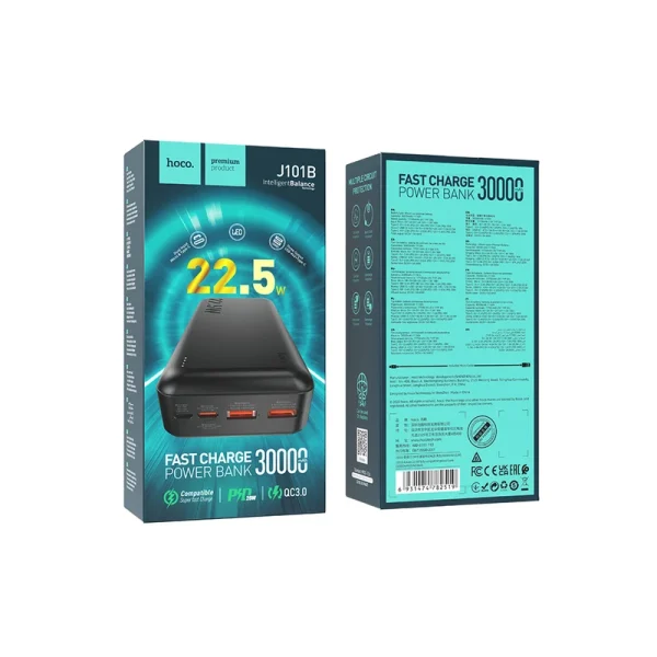 پاوربانک فست شارژ 30000 میلی آمپر هوکو مدل J101B