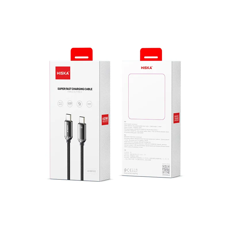 کابل دیتا و شارژ دو سر Type-C هیسکا مدل LX-801CC