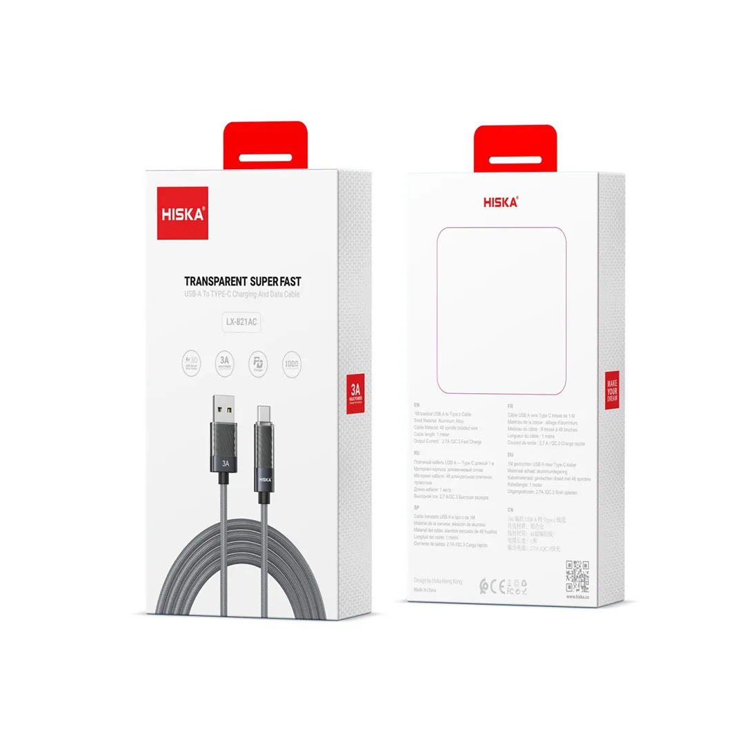 کابل شارژ و دیتا تایپ سی هیسکا مدل LX-821AC
