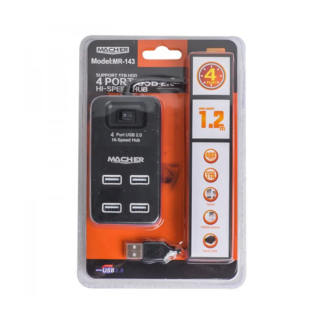 هاب 4 پورت پاوردار USB2.0 مچر مدل MR-143