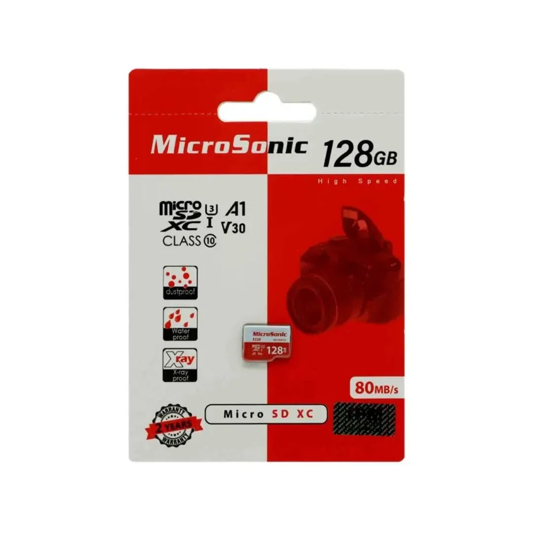 کارت حافظه میکرو SD میکروسونیک مدل U3 A1 ظرفیت 128 گیگابایت