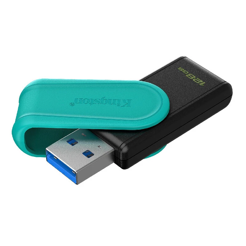 نمای نزدیک فلش کینگ استون ۱۲۸ گیگ مدل Traveler Exodia با کانکتور USB 3.2 و درپوش محافظ