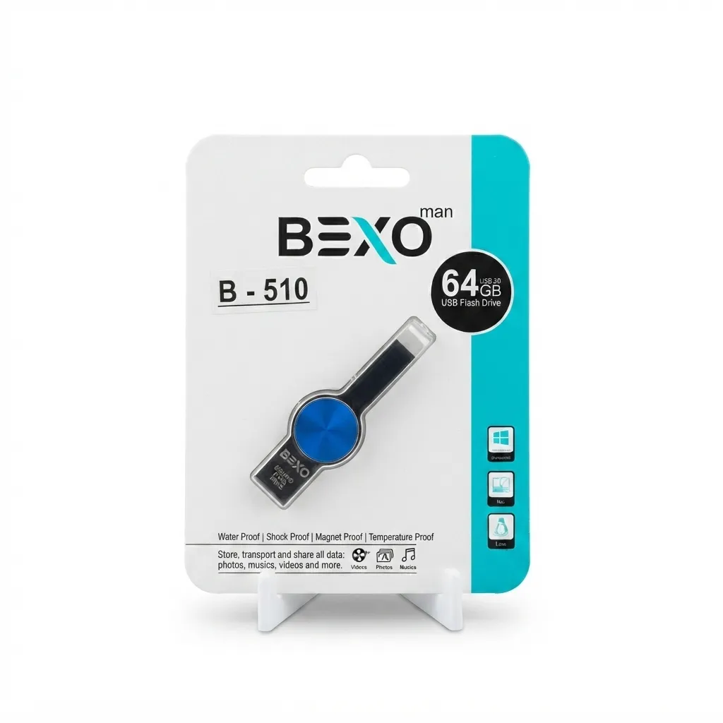 فلش مموری بکسو B-510 ظرفیت 64 گیگابایت USB2.0 با حافظه قابل حمل و طراحی کاربردی