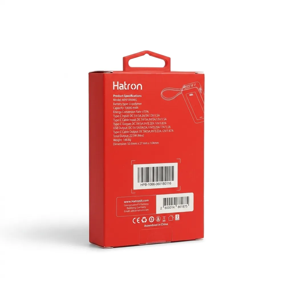 پاوربانک 10000 میلی آمپر هترون 22.5 وات مدل HPB1066MG