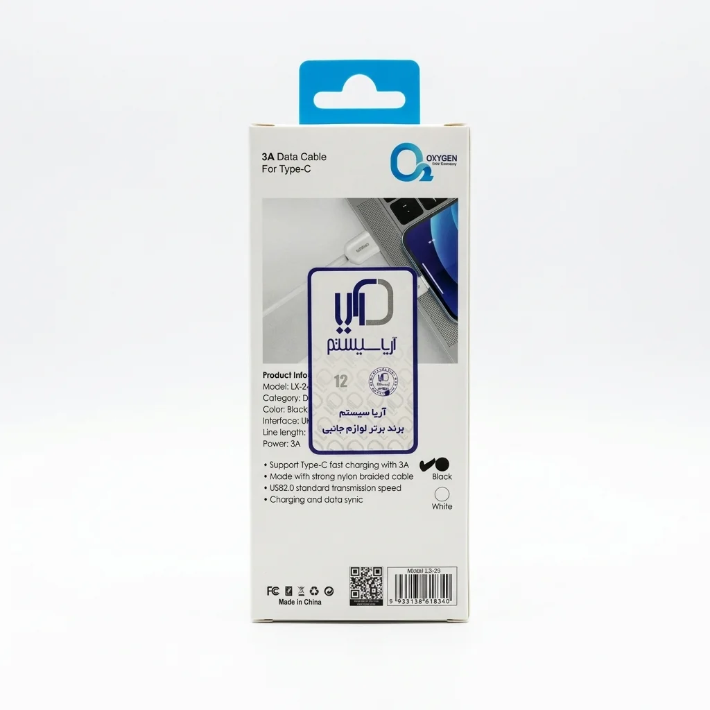 کابل دیتا و شارژ USB-A به Type-C اکسیژن مدل LX-23