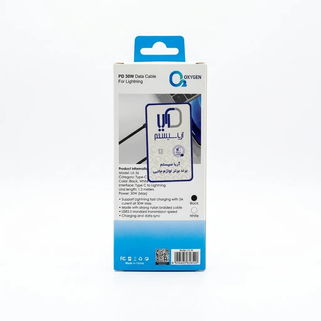 کابل دیتا و شارژ Type-C به Lightening اکسیژن مدل LX-36