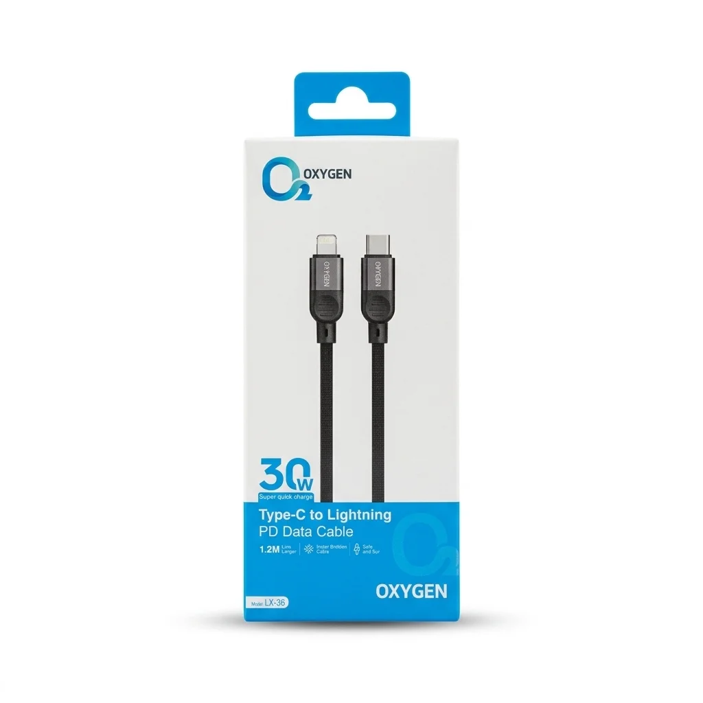 کابل دیتا و شارژ Type-C به Lightening اکسیژن مدل LX-36