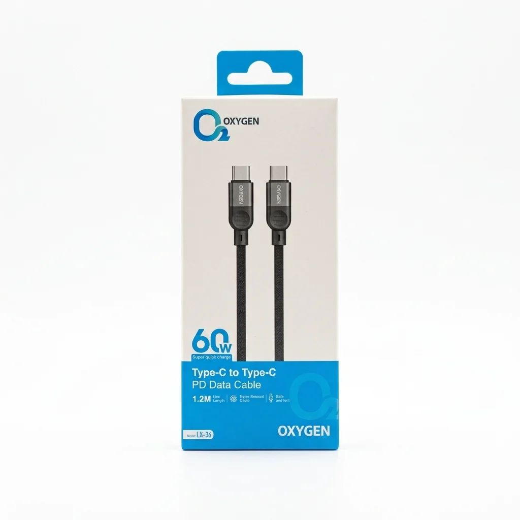 کابل دیتا و شارژ Type-C به Type-C اکسیژن مدل LX-36