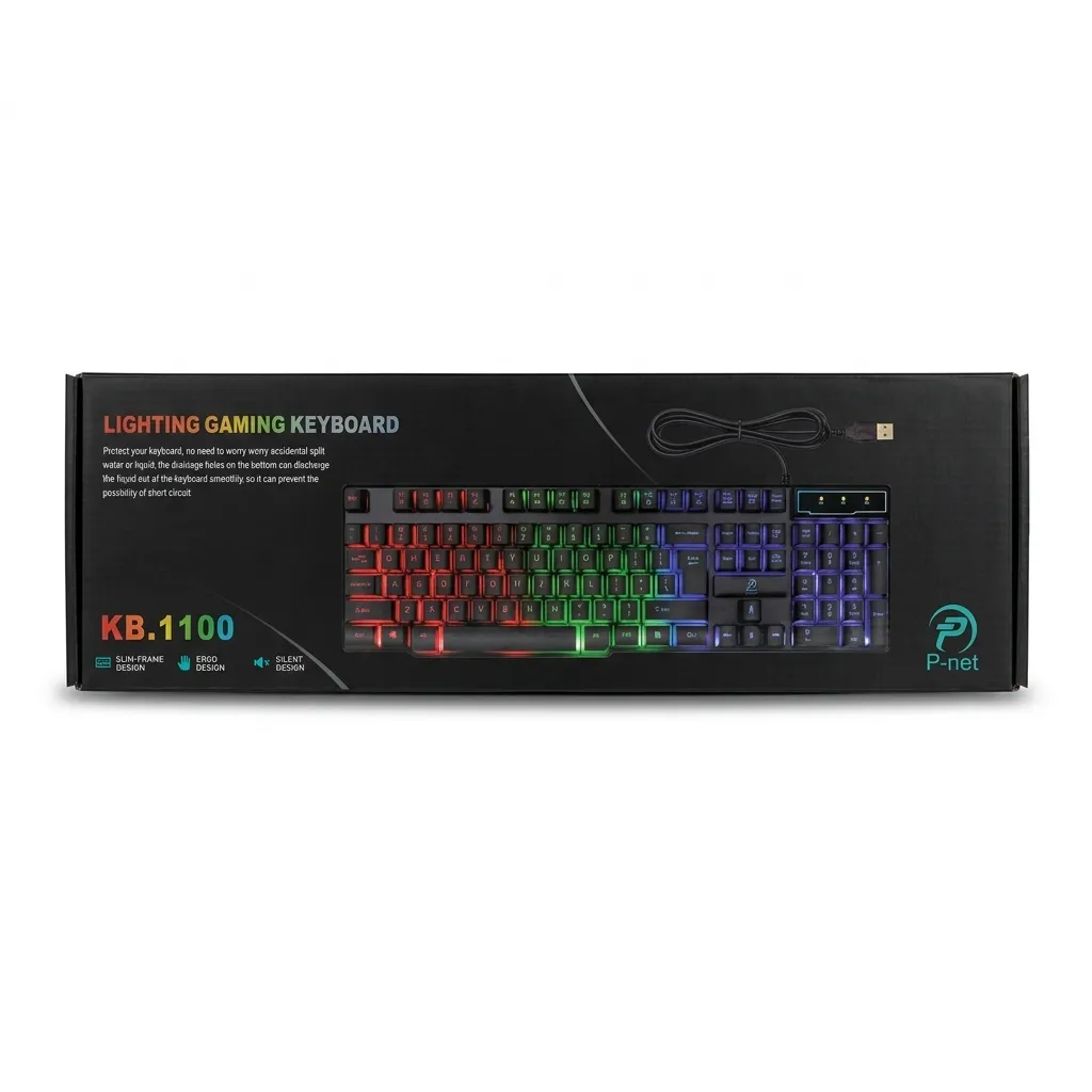 کیبورد RGB سیم دار پی نت مدل KB-1100