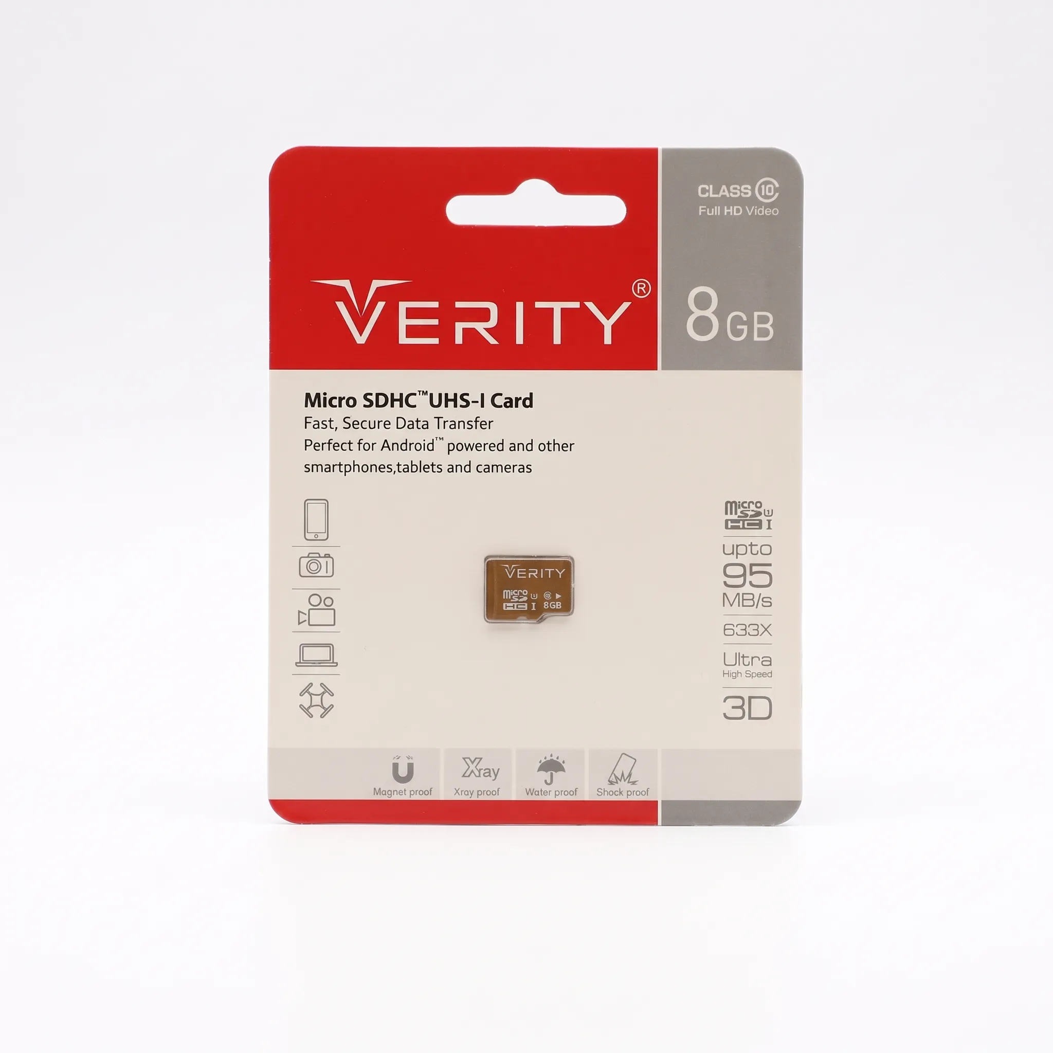 بسته‌بندی اورجینال کارت حافظه میکرو SD وریتی مدل U106 ظرفیت 8 گیگابایت